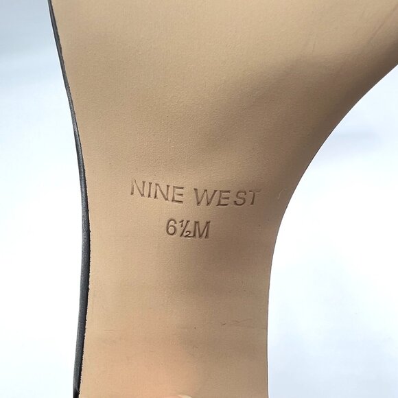 Nine West Womens 6.5 Pruce Black Leather Classic Block Heel Sandals Heels Shoes - Picture 14 of 15